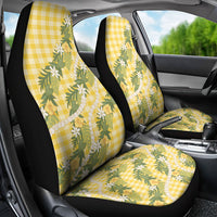 Aloha Puakenikeni Anthurium Pikake Lei Car Seat Cover Gold Hawaiian Palaka Pattern
