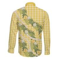 Aloha Puakenikeni Anthurium Pikake Lei Family Matching Mermaid Dress and Hawaiian Shirt Gold Hawaiian Palaka Pattern LT9 - Polynesian Pride