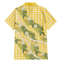 Aloha Puakenikeni Anthurium Pikake Lei Family Matching Summer Maxi Dress and Hawaiian Shirt Gold Hawaiian Palaka Pattern LT9 - Polynesian Pride