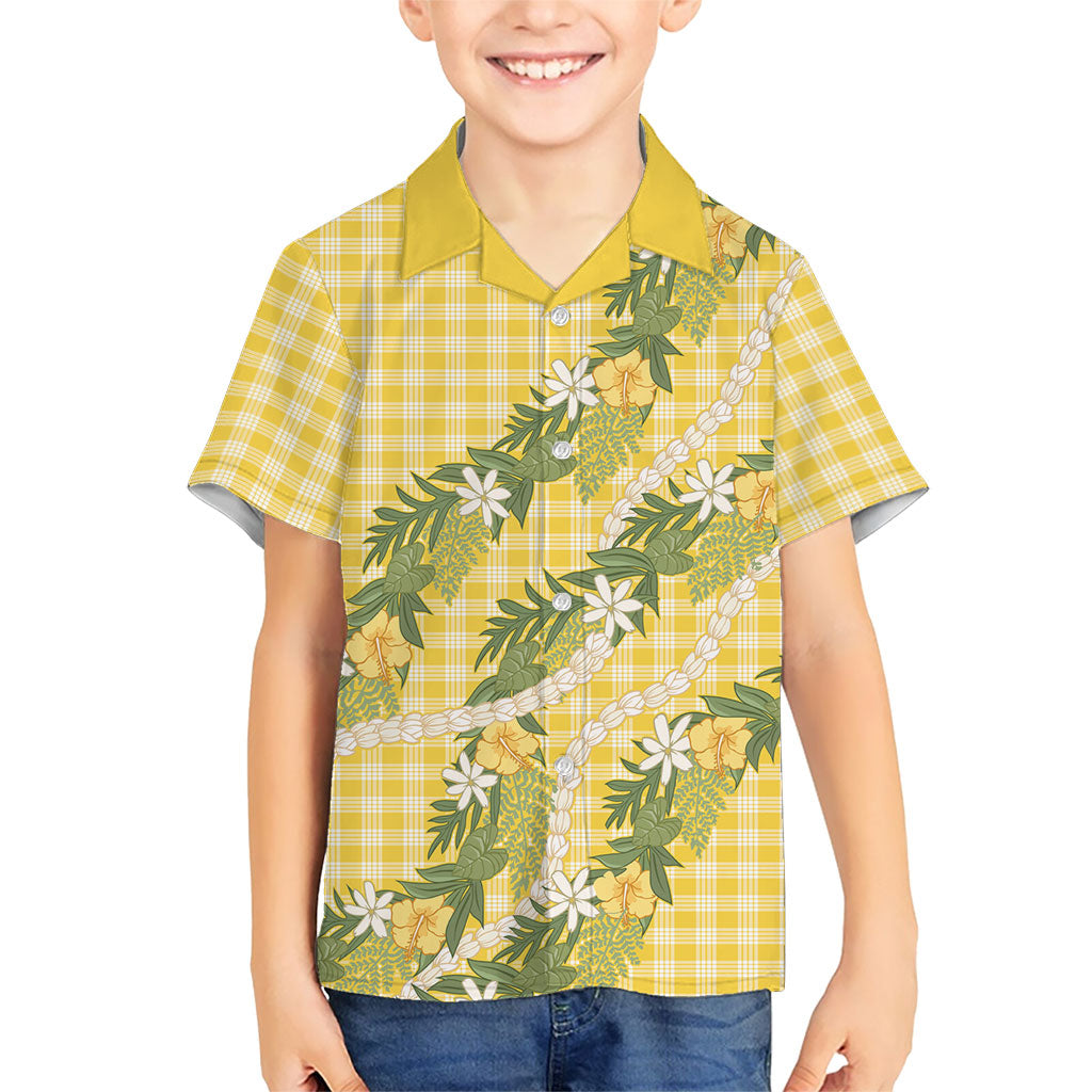 Aloha Puakenikeni Anthurium Pikake Lei Hawaiian Shirt Gold Hawaiian Palaka Pattern