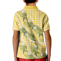 Aloha Puakenikeni Anthurium Pikake Lei Kid Polo Shirt Gold Hawaiian Palaka Pattern