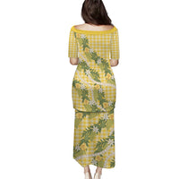 Aloha Puakenikeni Anthurium Pikake Lei Puletasi Gold Hawaiian Palaka Pattern
