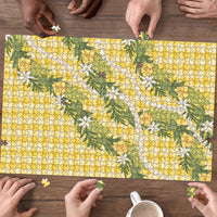 Aloha Puakenikeni Anthurium Pikake Lei Puzzle Gold Hawaiian Palaka Pattern