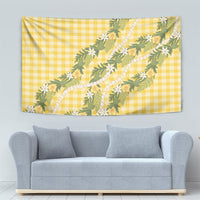 Aloha Puakenikeni Anthurium Pikake Lei Tapestry Gold Hawaiian Palaka Pattern