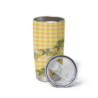 Aloha Puakenikeni Anthurium Pikake Lei Tumbler Cup Gold Hawaiian Palaka Pattern LT9 - Polynesian Pride