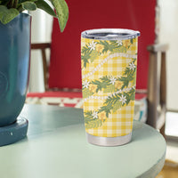 Aloha Puakenikeni Anthurium Pikake Lei Tumbler Cup Gold Hawaiian Palaka Pattern LT9 - Polynesian Pride
