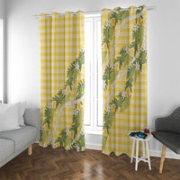 Aloha Puakenikeni Anthurium Pikake Lei Window Curtain Gold Hawaiian Palaka Pattern
