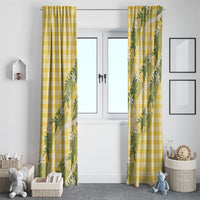 Aloha Puakenikeni Anthurium Pikake Lei Window Curtain Gold Hawaiian Palaka Pattern