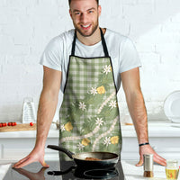 Aloha Puakenikeni Anthurium Pikake Lei Apron Green Hawaiian Palaka Pattern