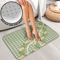 Aloha Puakenikeni Anthurium Pikake Lei Bathroom Set Green Hawaiian Palaka Pattern