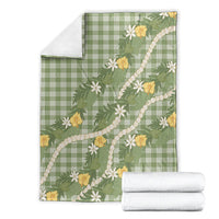 Aloha Puakenikeni Anthurium Pikake Lei Blanket Green Hawaiian Palaka Pattern