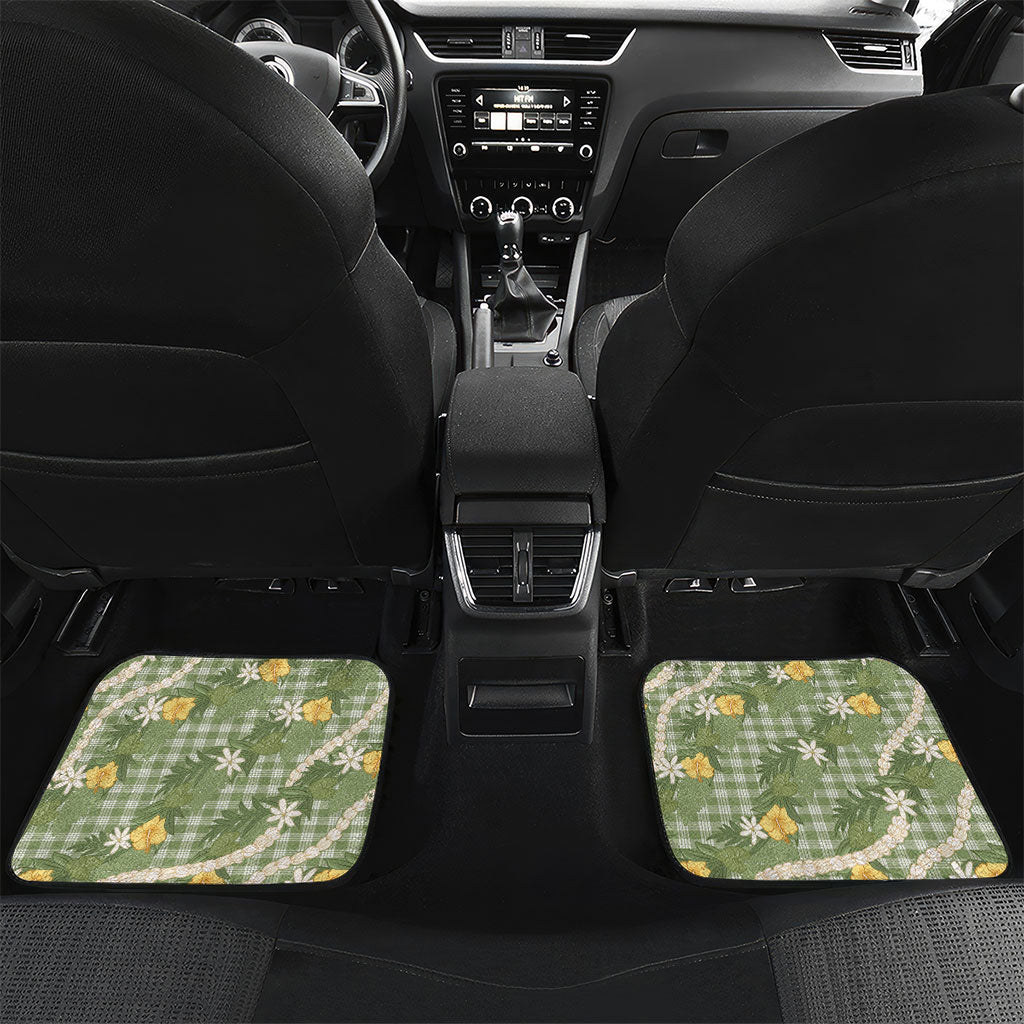 Aloha Puakenikeni Anthurium Pikake Lei Car Mats Green Hawaiian Palaka Pattern