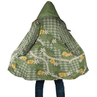 Aloha Puakenikeni Anthurium Pikake Lei Cloak Green Hawaiian Palaka Pattern LT9 Unisex Green - Polynesian Pride