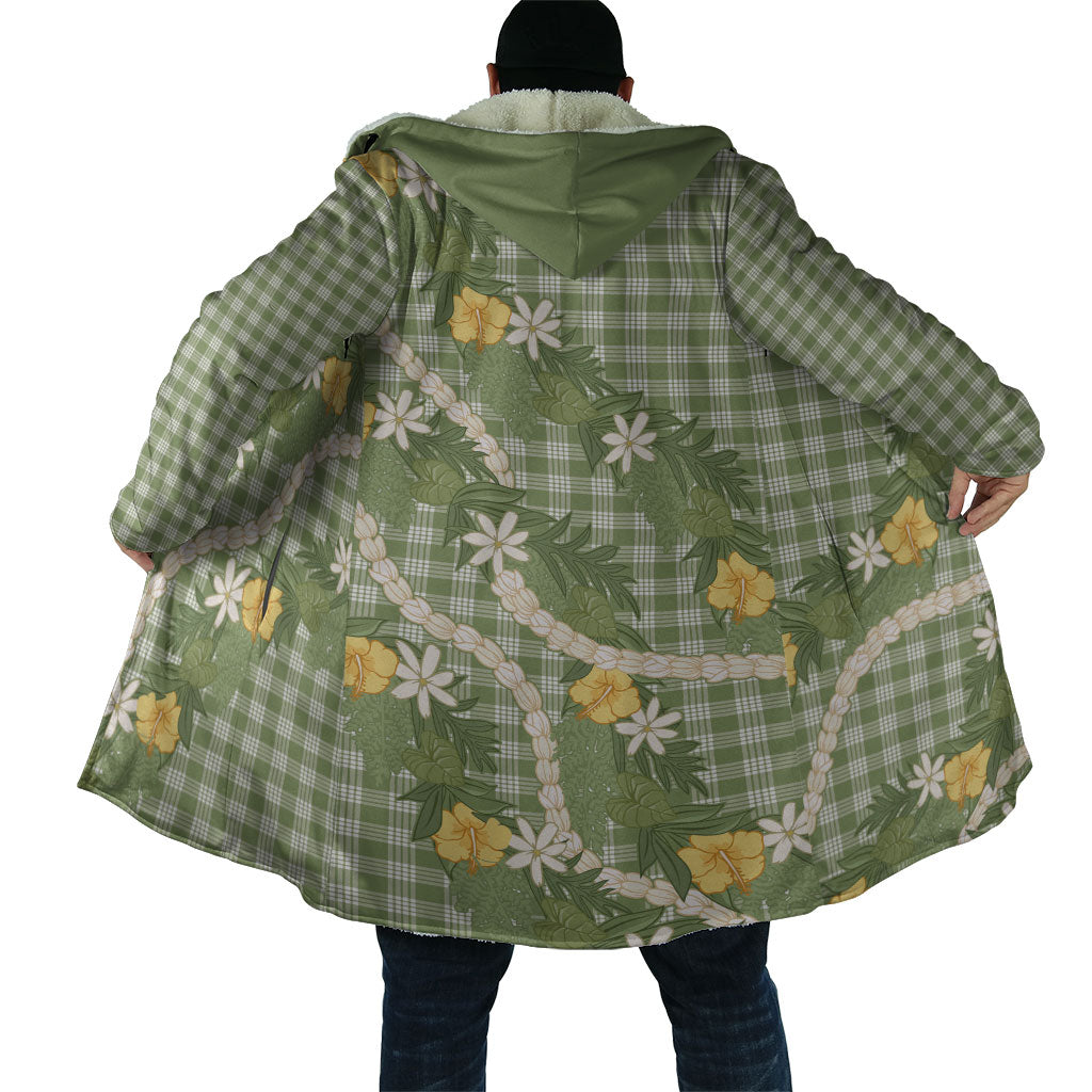 Aloha Puakenikeni Anthurium Pikake Lei Cloak Green Hawaiian Palaka Pattern LT9 - Polynesian Pride