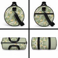 Aloha Puakenikeni Anthurium Pikake Lei Duffle Bag Green Hawaiian Palaka Pattern LT9 - Polynesian Pride