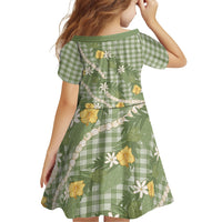 Aloha Puakenikeni Anthurium Pikake Lei Family Matching Summer Maxi Dress and Hawaiian Shirt Green Hawaiian Palaka Pattern LT9 - Polynesian Pride