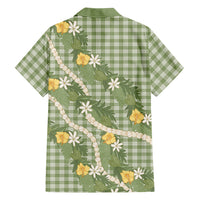 Aloha Puakenikeni Anthurium Pikake Lei Family Matching Tank Maxi Dress and Hawaiian Shirt Green Hawaiian Palaka Pattern LT9 - Polynesian Pride