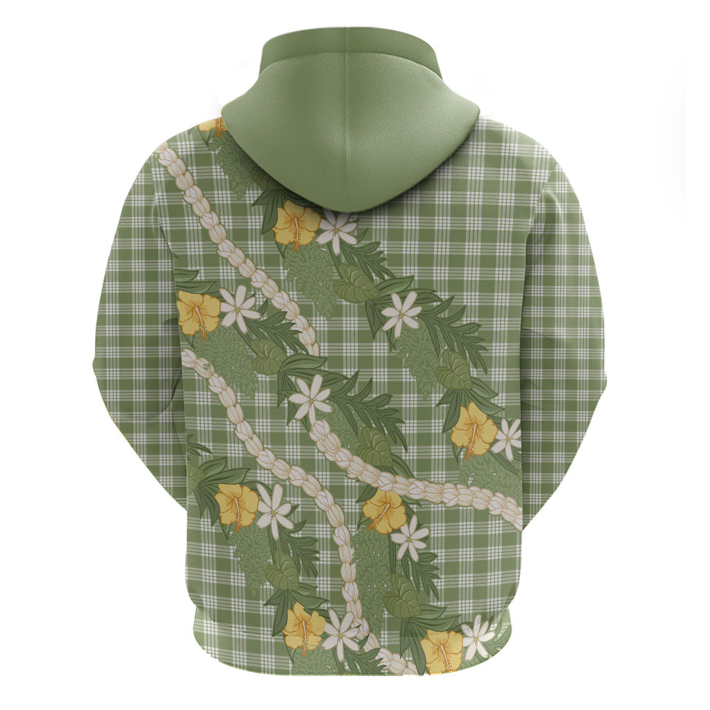 Aloha Puakenikeni Anthurium Pikake Lei Hoodie Green Hawaiian Palaka Pattern