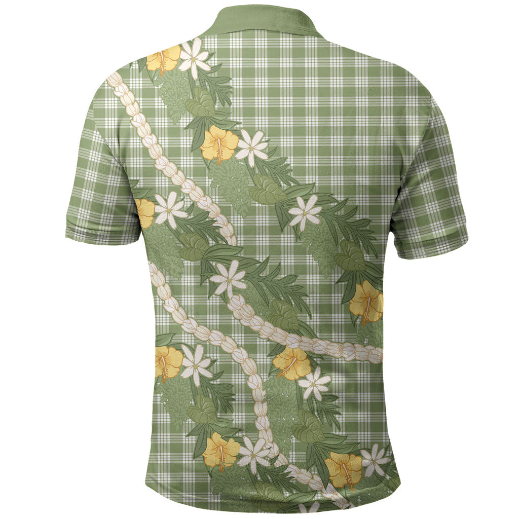 Aloha Puakenikeni Anthurium Pikake Lei Polo Shirt Green Hawaiian Palaka Pattern LT9 - Polynesian Pride