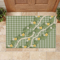 Aloha Puakenikeni Anthurium Pikake Lei Rubber Doormat Green Hawaiian Palaka Pattern LT9 Green - Polynesian Pride