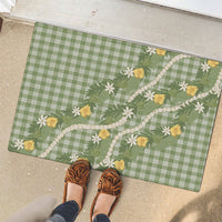 Aloha Puakenikeni Anthurium Pikake Lei Rubber Doormat Green Hawaiian Palaka Pattern LT9 - Polynesian Pride