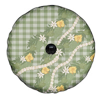 Aloha Puakenikeni Anthurium Pikake Lei Spare Tire Cover Green Hawaiian Palaka Pattern