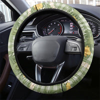 Aloha Puakenikeni Anthurium Pikake Lei Steering Wheel Cover Green Hawaiian Palaka Pattern LT9 - Polynesian Pride