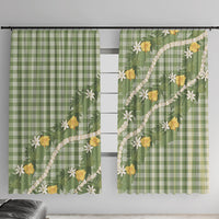 Aloha Puakenikeni Anthurium Pikake Lei Window Curtain Green Hawaiian Palaka Pattern