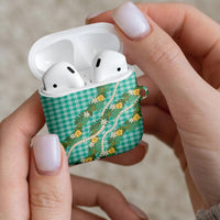 Aloha Puakenikeni Anthurium Pikake Lei AirPods Case Marine Hawaiian Palaka Pattern