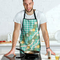 Aloha Puakenikeni Anthurium Pikake Lei Apron Marine Hawaiian Palaka Pattern