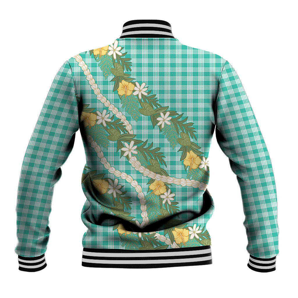 Aloha Puakenikeni Anthurium Pikake Lei Baseball Jacket Marine Hawaiian Palaka Pattern