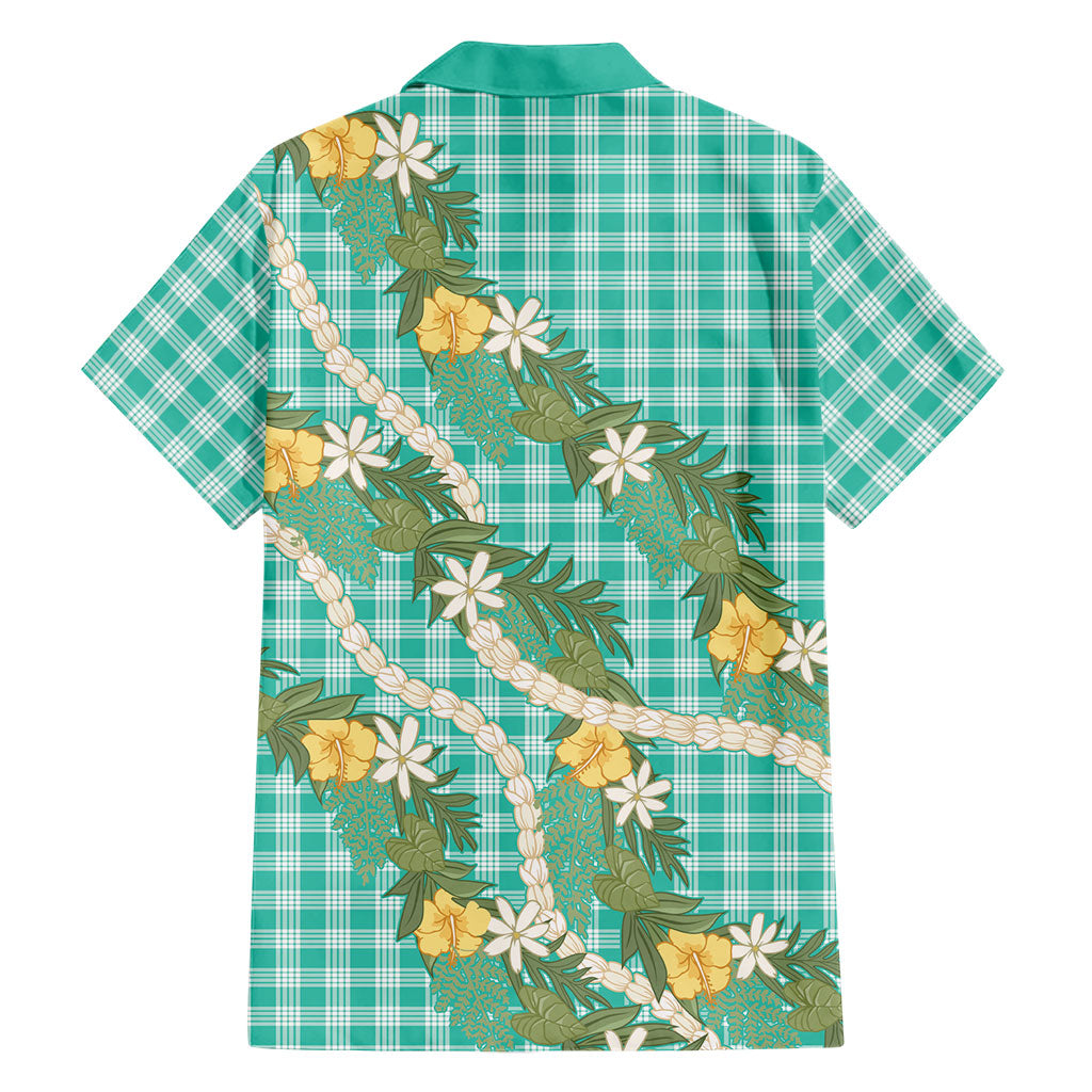Aloha Puakenikeni Anthurium Pikake Lei Family Matching Long Sleeve Bodycon Dress and Hawaiian Shirt Marine Hawaiian Palaka Pattern LT9 - Polynesian Pride