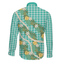 Aloha Puakenikeni Anthurium Pikake Lei Family Matching Off Shoulder Maxi Dress and Hawaiian Shirt Marine Hawaiian Palaka Pattern LT9 - Polynesian Pride