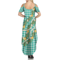 Aloha Puakenikeni Anthurium Pikake Lei Family Matching Summer Maxi Dress and Hawaiian Shirt Marine Hawaiian Palaka Pattern LT9 - Polynesian Pride