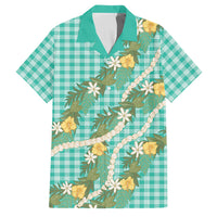 Aloha Puakenikeni Anthurium Pikake Lei Family Matching Tank Maxi Dress and Hawaiian Shirt Marine Hawaiian Palaka Pattern LT9 Dad's Shirt - Short Sleeve Marine - Polynesian Pride