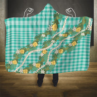 Aloha Puakenikeni Anthurium Pikake Lei Hooded Blanket Marine Hawaiian Palaka Pattern