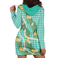 Aloha Puakenikeni Anthurium Pikake Lei Hoodie Dress Marine Hawaiian Palaka Pattern LT9 - Polynesian Pride