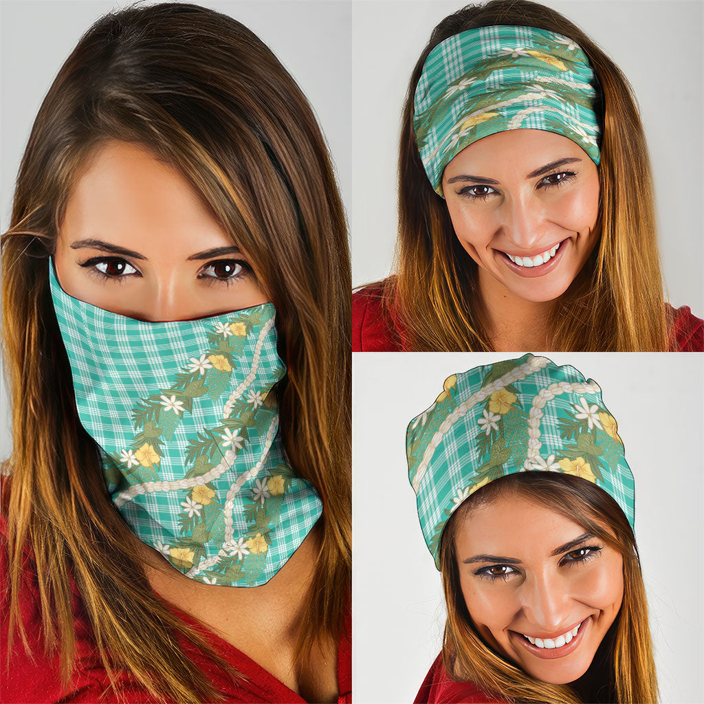 Aloha Puakenikeni Anthurium Pikake Lei Neck Gaiter Marine Hawaiian Palaka Pattern