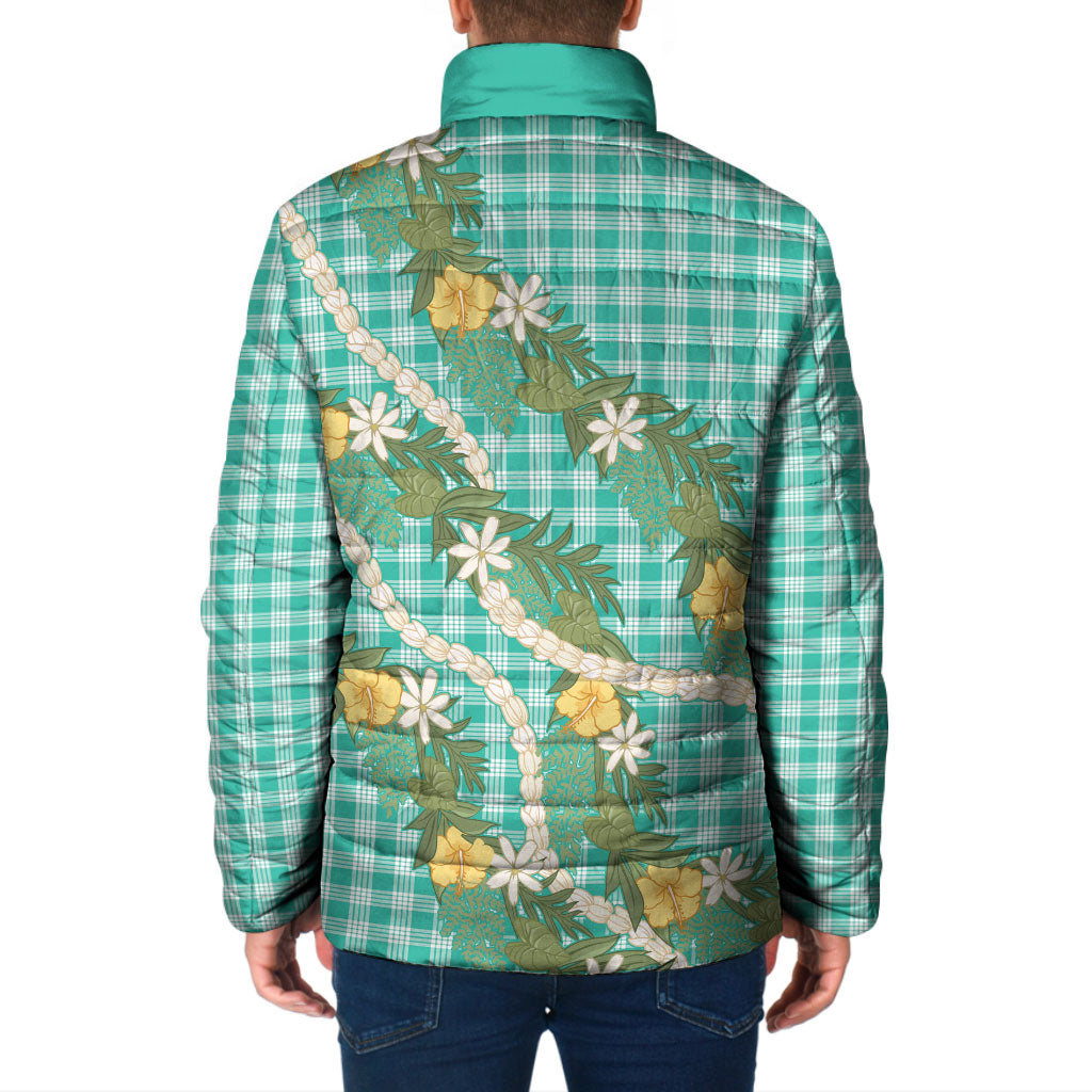 Aloha Puakenikeni Anthurium Pikake Lei Padded Jacket Marine Hawaiian Palaka Pattern