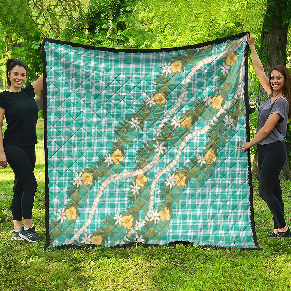 Aloha Puakenikeni Anthurium Pikake Lei Quilt Marine Hawaiian Palaka Pattern