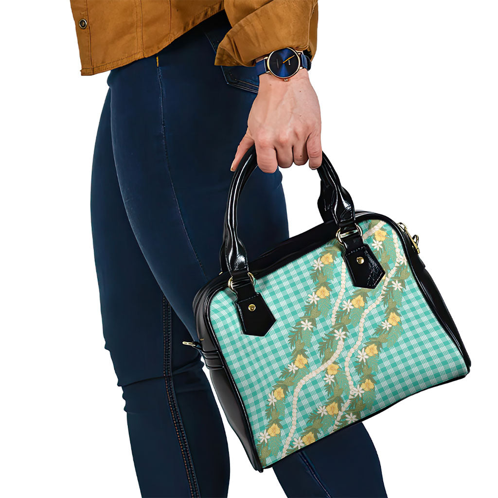 Aloha Puakenikeni Anthurium Pikake Lei Shoulder Handbag Marine Hawaiian Palaka Pattern LT9 - Polynesian Pride