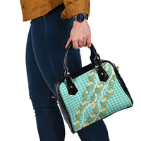 Aloha Puakenikeni Anthurium Pikake Lei Shoulder Handbag Marine Hawaiian Palaka Pattern LT9 - Polynesian Pride