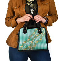 Aloha Puakenikeni Anthurium Pikake Lei Shoulder Handbag Marine Hawaiian Palaka Pattern LT9 - Polynesian Pride