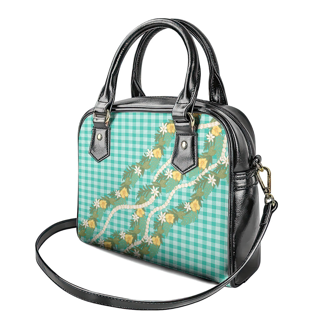Aloha Puakenikeni Anthurium Pikake Lei Shoulder Handbag Marine Hawaiian Palaka Pattern LT9 - Polynesian Pride