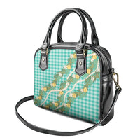 Aloha Puakenikeni Anthurium Pikake Lei Shoulder Handbag Marine Hawaiian Palaka Pattern LT9 - Polynesian Pride