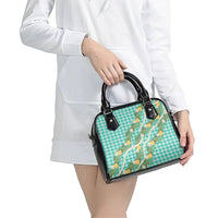 Aloha Puakenikeni Anthurium Pikake Lei Shoulder Handbag Marine Hawaiian Palaka Pattern LT9 - Polynesian Pride