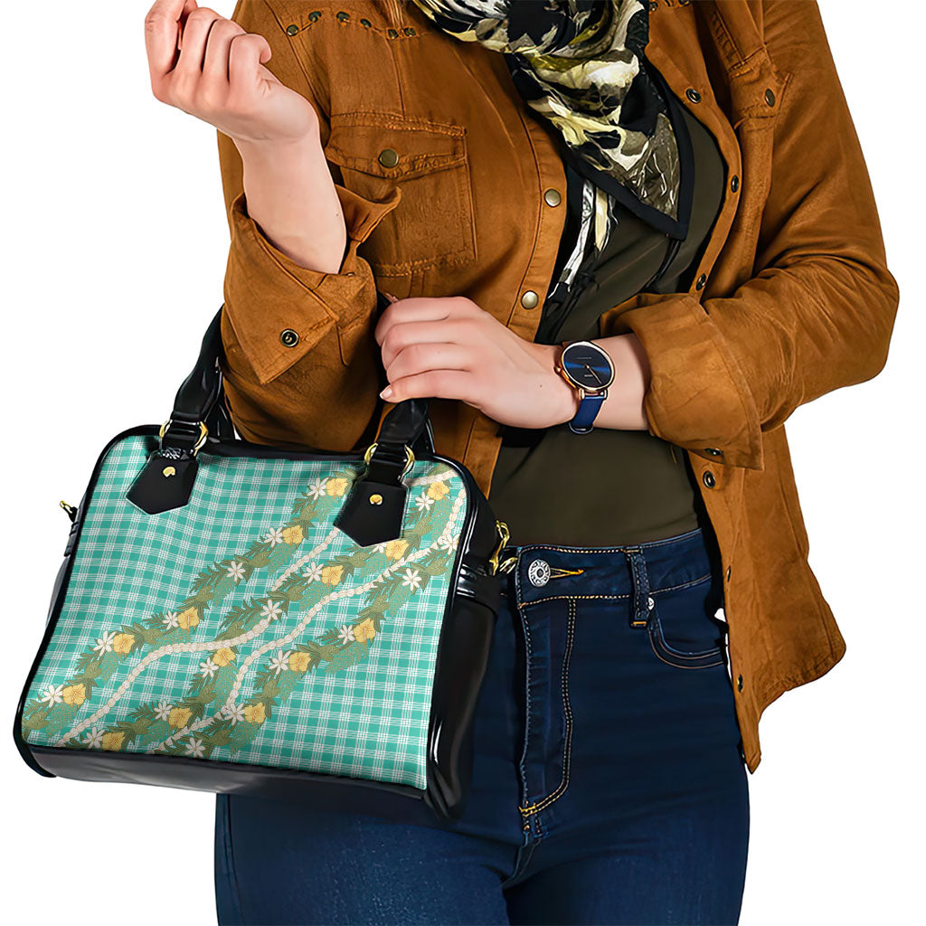 Aloha Puakenikeni Anthurium Pikake Lei Shoulder Handbag Marine Hawaiian Palaka Pattern LT9 - Polynesian Pride