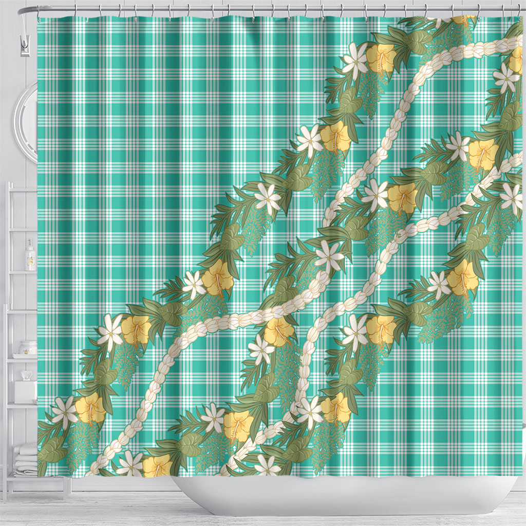 Aloha Puakenikeni Anthurium Pikake Lei Shower Curtain Marine Hawaiian Palaka Pattern