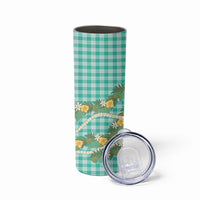 Aloha Puakenikeni Anthurium Pikake Lei Skinny Tumbler Marine Hawaiian Palaka Pattern LT9 - Polynesian Pride