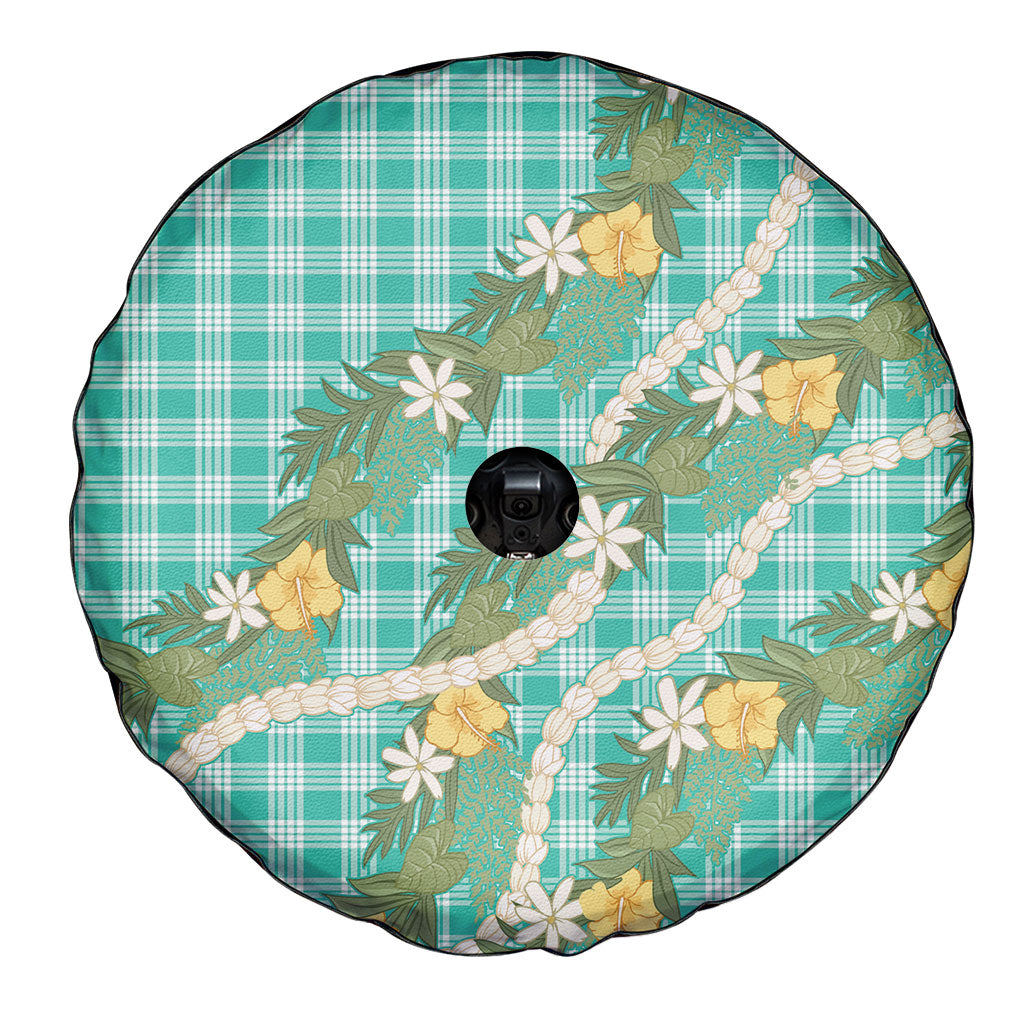 Aloha Puakenikeni Anthurium Pikake Lei Spare Tire Cover Marine Hawaiian Palaka Pattern LT9 - Polynesian Pride
